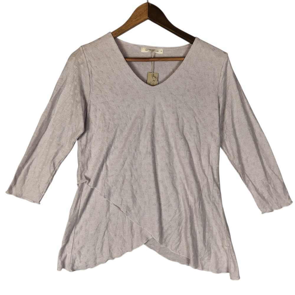 Cut Loose Mesh Dot Double Layer V-Neck Top Small‎ Dawn Purple Sea Glass Lane New